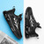 Men's black pattern rotary button lace sport shoe sneaker 08