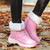 Women's pink winter velcro slip on double rocker bottom shoe boot 05