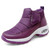 Women's purple winter velcro slip on double rocker bottom shoe boot 01