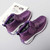 Women's purple winter velcro slip on double rocker bottom shoe boot 09