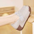 Women's grey stretch strap plain slip on rocker bottom shoe 02