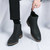 Men's black plain sewn accents slip on shoe boot 02