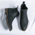 Men's black plain sewn accents slip on shoe boot 09