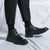 Men's black crocodile skin pattern slip on shoe boot 05