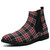 Men's red check pattern slip on shoe boot 01