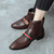 Men's brown metal buckle strap on top slip on shoe boot 05