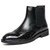 Men's black pattern brogue slip on shoe boot 01