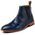 Men's blue brogue crocodile skin pattern slip on shoe boot 01