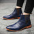 Men's blue brogue crocodile skin pattern slip on shoe boot 04