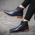 Men's blue brogue crocodile skin pattern slip on shoe boot 08