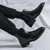 Men's black brogue side zip slip on shoe boot 07