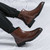 Men's brown brogue side zip slip on shoe boot 03