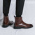 Men's brown brogue side zip slip on shoe boot 06