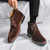 Men's brown suede sewn accents lace up shoe boot 06