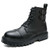 Men's black cap toe back buckle strap lace up shoe boot 01