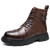 Men's brown cap toe back buckle strap lace up shoe boot 01