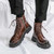 Men's brown cap toe back buckle strap lace up shoe boot 02