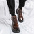 Men's brown cap toe back buckle strap lace up shoe boot 04