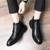 Men's black croc skin pattern lace up shoe boot 06