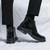 Men's black plain side zip lace up shoe boot 07