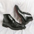 Men's black cap point toe lace up shoe boot 09