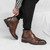 Men's brown cap point toe lace up shoe boot 04