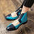Men's blue multi color join accents lace up shoe boot 02