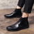 Men's black plain casual lace up shoe boot 04