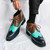 Men's brown blue brogue multi color lace up shoe boot 02