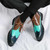 Men's brown blue brogue multi color lace up shoe boot 03