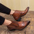 Men's brown retro brogue lace up shoe boot 06