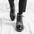 Men's black retro brogue lace up shoe boot 06