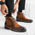 Men's brown retro brogue lace up shoe boot 02