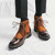 Men's brown retro brogue lace up shoe boot 05