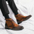 Men's brown retro brogue lace up shoe boot 06