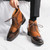 Men's brown retro brogue lace up shoe boot 08