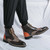 Men's brown brogue check retro lace up shoe boot 04