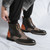 Men's brown brogue check retro lace up shoe boot 08