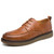 Men's brown sewn accents derby dress shoe 01