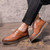 Men's brown sewn accents derby dress shoe 05