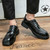 Men's black square toe derby dress shoe 05