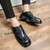 Men's black square toe derby dress shoe 06