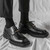 Men's black square toe derby dress shoe 07
