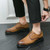 Men's brown retro point toe derby dress shoe 06