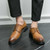 Men's brown retro point toe derby dress shoe 07