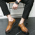 Men's brown retro point toe derby dress shoe 09