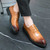 Men's brown croc skin pattern retro derby dress shoe 04