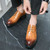 Men's brown croc skin pattern retro derby dress shoe 05