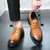 Men's brown croc skin pattern retro derby dress shoe 06