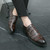 Men's khaki croc skin pattern retro derby dress shoe 07